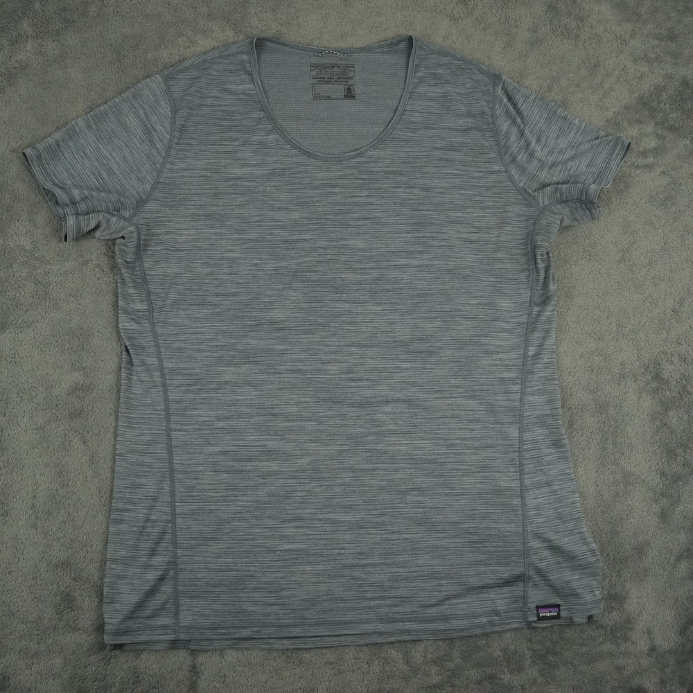 Patagonia Capilene Cool Lightweight T-Shirt Womens L Grey Scoop Neck Stretch